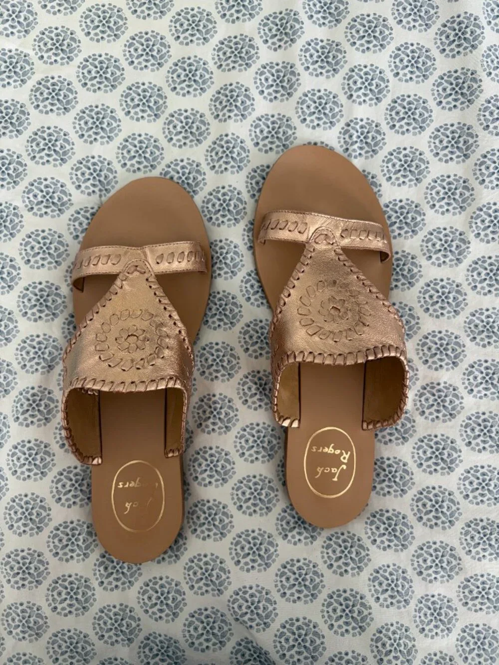 RARE JACK ROGERS Sarah Rose Gold Sandals size 9M